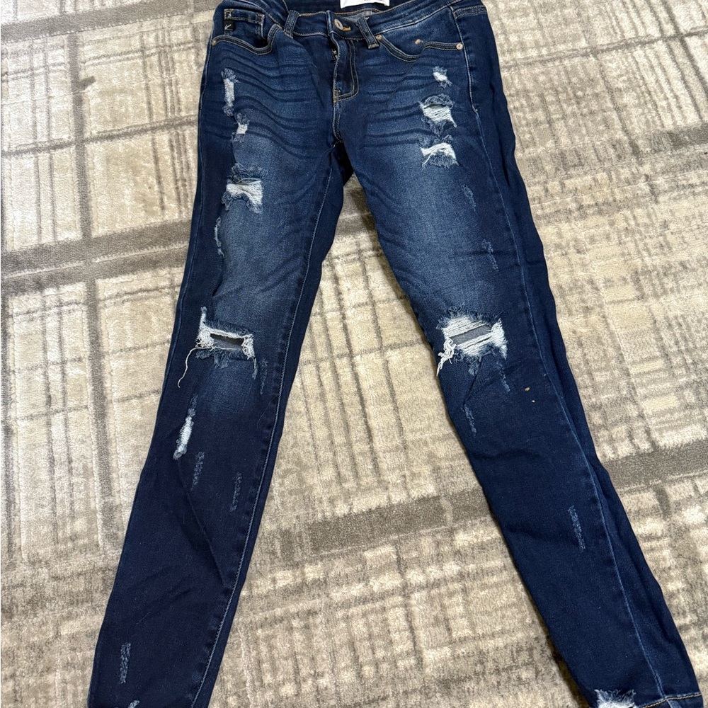 Distressed Blue Jeans